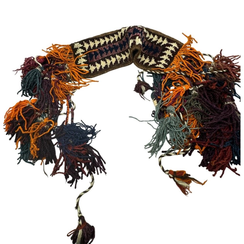 Handwoven Wool Tribal Decorative Belt With Tassels table runner wall table decor